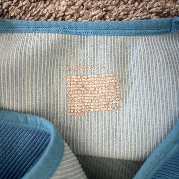 Colsie Blue Ribbed Crop Top - Picture 3 of 3